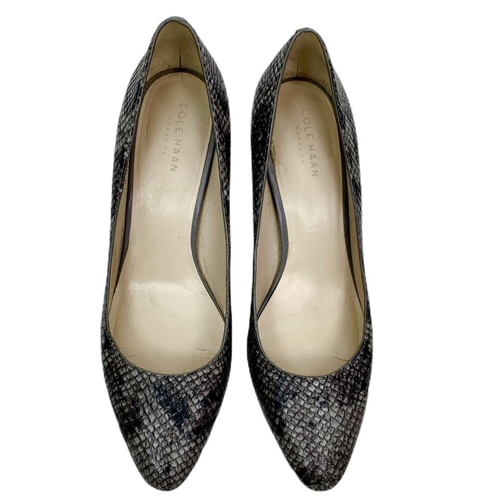 Cole Haan Snakeskin Almond Toe 3.5” Heels Women’s Size 8B Python Print Pumps - Picture 6 of 10